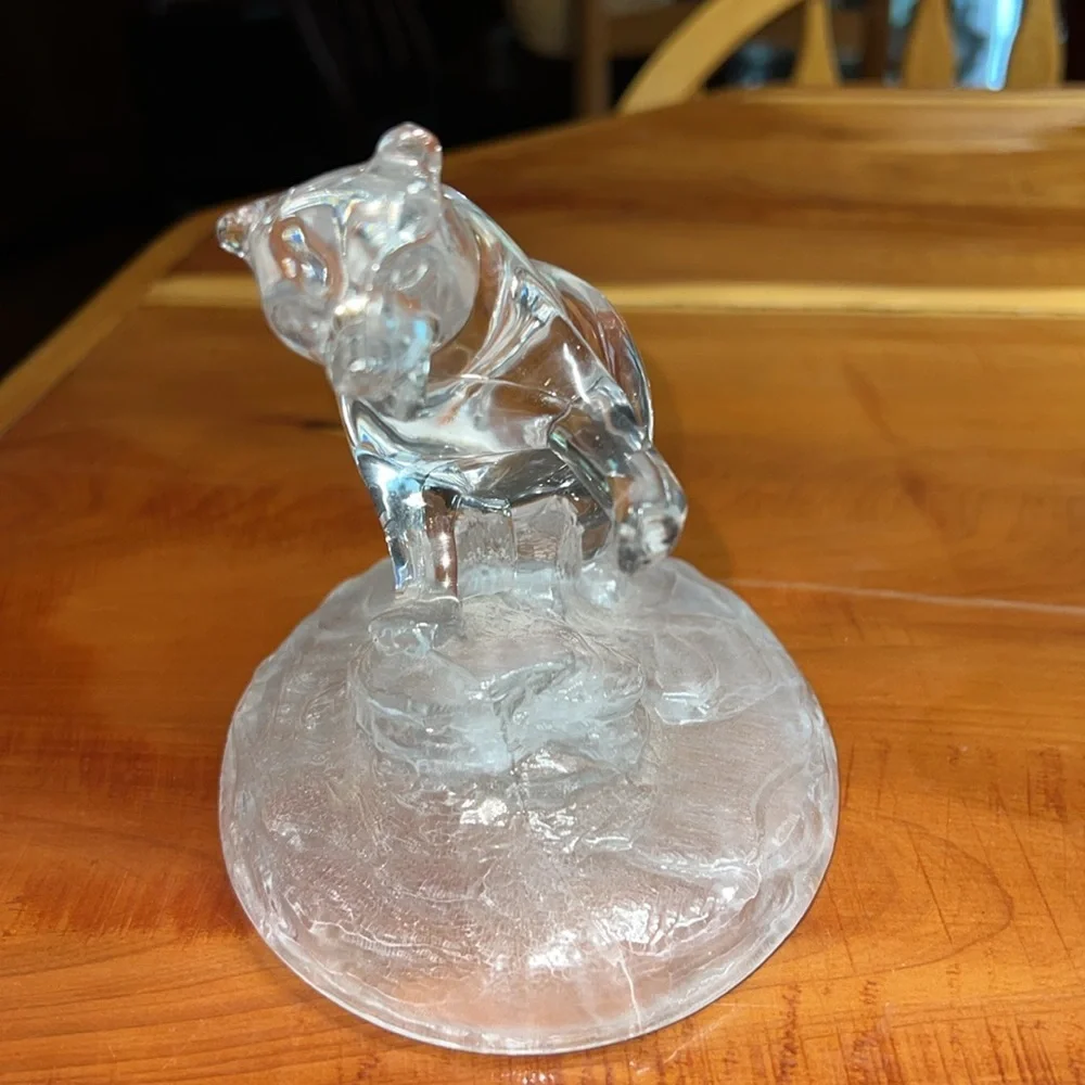 Vtg Royal Crystal Rock Clear Glass Wild Bear Figurine 5" Paperweight RCR Italy - Picture 2 of 5